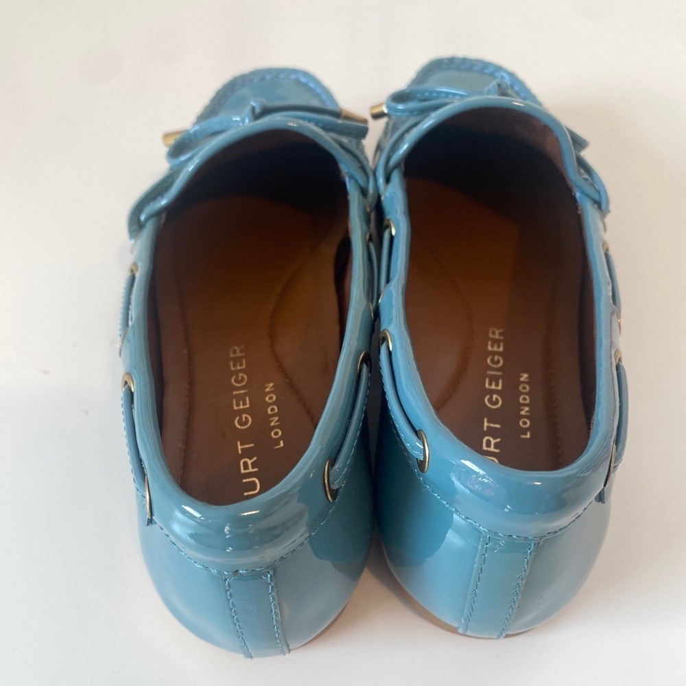 Kurt Geiger Teal Blue Patent Leather Boat Loafers Size 6 - Picture 2 of 6